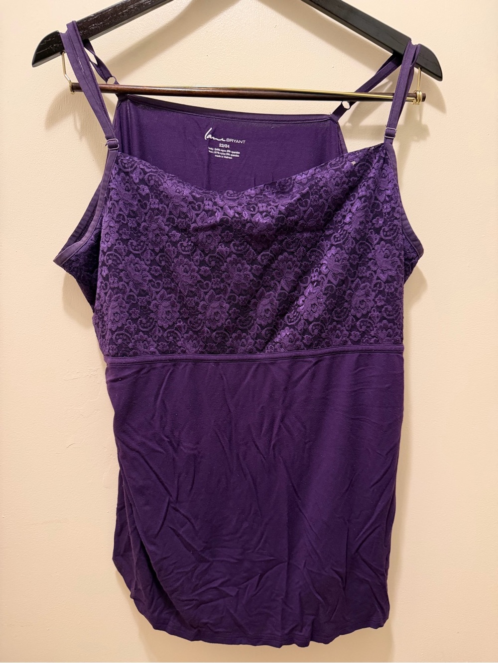 Lane Bryant Lace-Trim Purple Camisole Tank Top